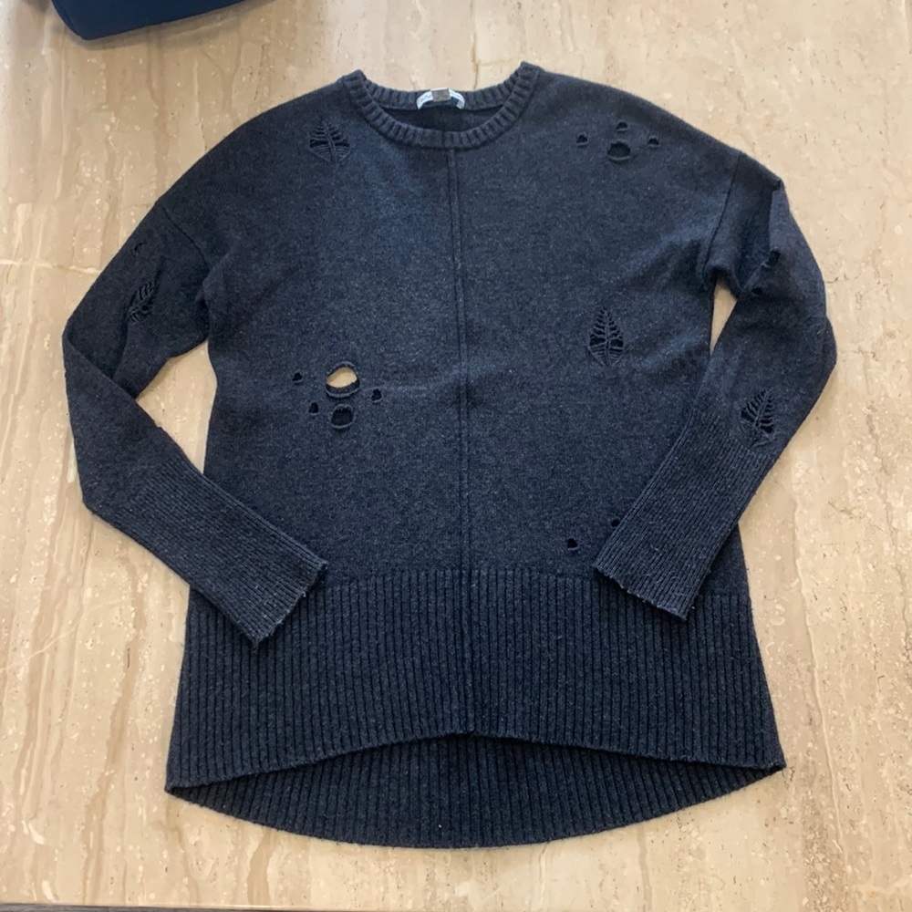 Autumn Cashmere distressed Cashmere Blend Sweater Size Small